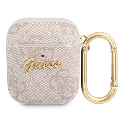 Etui Guess 4G Script Metal Collectionna AirPods 1 / 2 - różowe Etui Guess 4G Script Metal Collectionna AirPods 1 / 2 - różowe