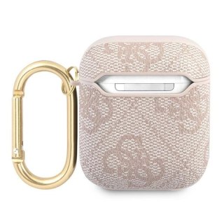 Etui Guess 4G Script Metal Collectionna AirPods 1 / 2 - różowe