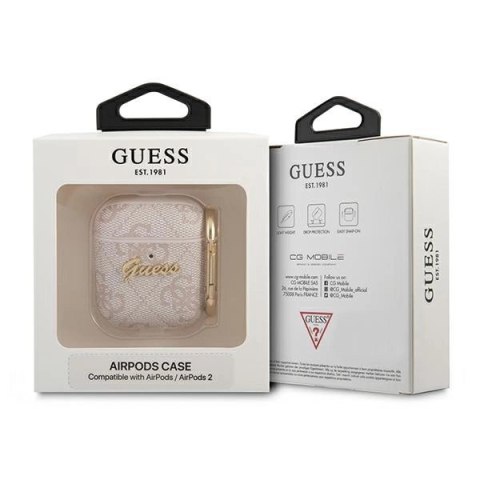 Etui Guess 4G Script Metal Collectionna AirPods 1 / 2 - różowe Etui Guess 4G Script Metal Collectionna AirPods 1 / 2 - różowe