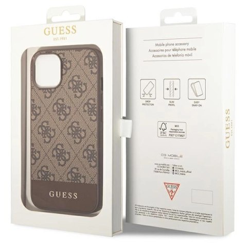 Etui Guess 4G Stripe Collection na iPhone 14 Plus / 15 Plus 6.7" - brązowe
