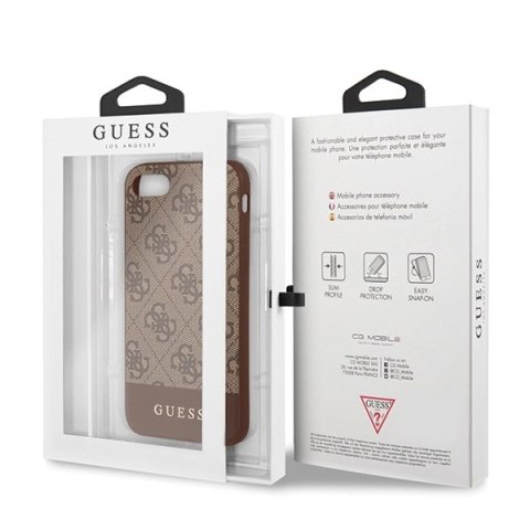 Etui Guess 4G Stripe Collection na iPhone 7 / 8 / SE 2020 / SE 2022 - brązowe