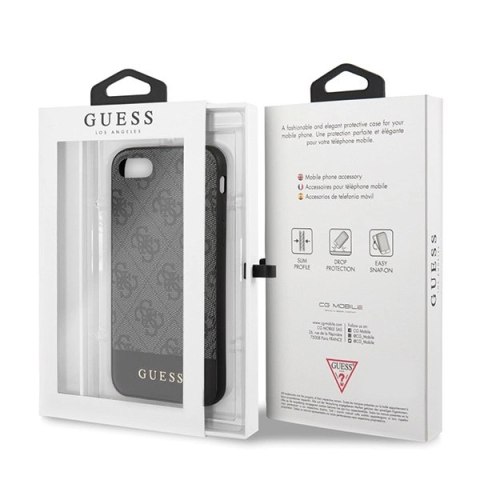 Etui Guess 4G Stripe Collection na iPhone 7 / 8 / SE 2020 / SE 2022 - szare Etui Guess 4G Stripe Collection na iPhone 7 / 8 / SE 2020 / SE 2022 - szare