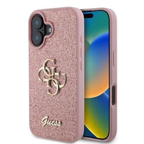 Etui Guess Fixed Glitter Big 4G na iPhone 16 Plus 6.7" - różowe Etui Guess Fixed Glitter Big 4G na iPhone 16 Plus 6.7" - różowe