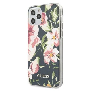 Etui Guess Flower Collection N°3 na iPhone 12 Pro Max 6,7" - granatowe