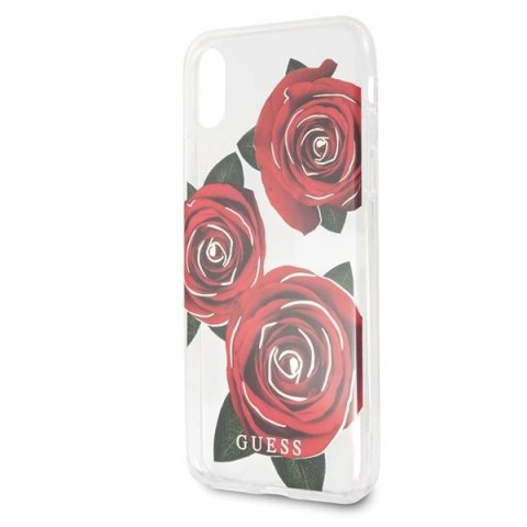 Etui Guess Flower Desire Red Rose na iPhone X - przezroczyste Etui Guess Flower Desire Red Rose na iPhone X - przezroczyste