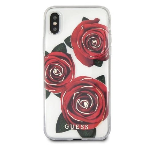 Etui Guess Flower Desire Red Rose na iPhone X - przezroczyste Etui Guess Flower Desire Red Rose na iPhone X - przezroczyste