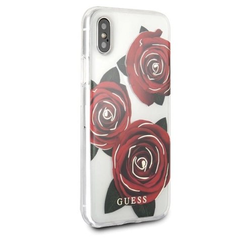 Etui Guess Flower Desire Red Rose na iPhone X - przezroczyste Etui Guess Flower Desire Red Rose na iPhone X - przezroczyste