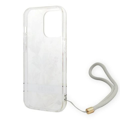 Etui Guess Flower Strap na iPhone 14 Pro 6,1" - fioletowe Etui Guess Flower Strap na iPhone 14 Pro 6,1" - fioletowe