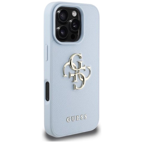 Etui Guess Grained Big 4G Logo Small Classic Logo na iPhone 16 Pro Max - niebieskie