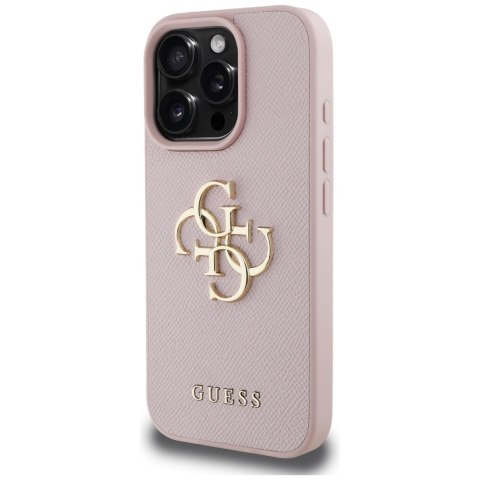 Etui Guess Grained Big 4G Logo Small Classic Logo na iPhone 16 Pro Max - różowe Etui Guess Grained Big 4G Logo Small Classic Logo na iPhone 16 Pro Max - różowe