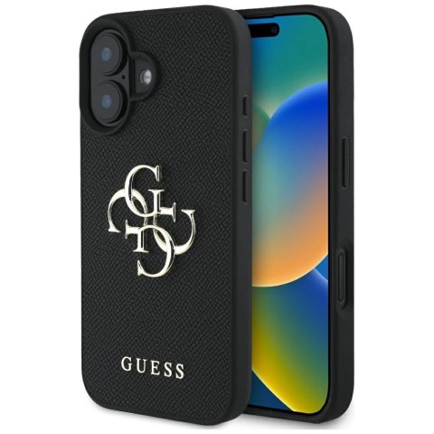 Etui Guess Grained Big 4G Logo Small Classic Logo na iPhone 16 - czarne Etui Guess Grained Big 4G Logo Small Classic Logo na iPhone 16 - czarne