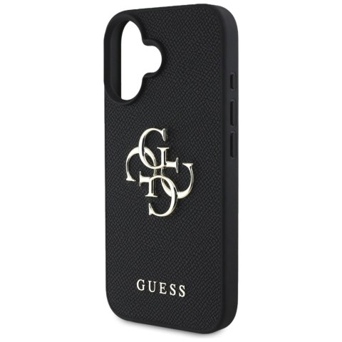 Etui Guess Grained Big 4G Logo Small Classic Logo na iPhone 16 - czarne Etui Guess Grained Big 4G Logo Small Classic Logo na iPhone 16 - czarne