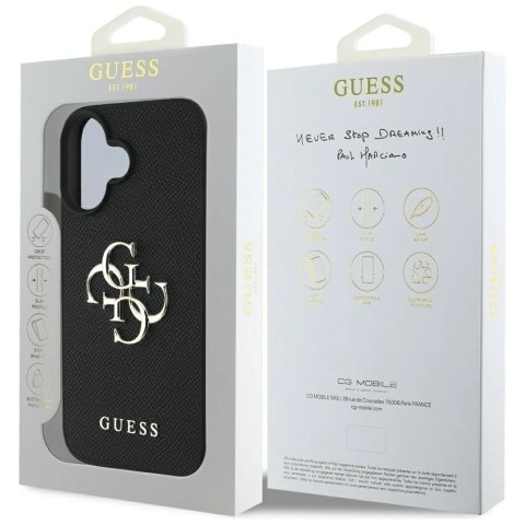 Etui Guess Grained Big 4G Logo Small Classic Logo na iPhone 16 - czarne Etui Guess Grained Big 4G Logo Small Classic Logo na iPhone 16 - czarne