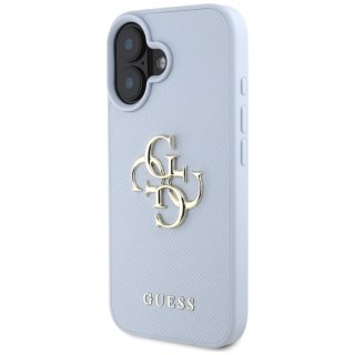 Etui Guess Grained Big 4G Logo Small Classic Logo na iPhone 16 - niebieskie