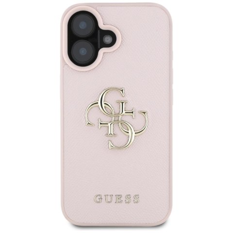 Etui Guess Grained Big 4G Logo Small Classic Logo na iPhone 16 - różowe Etui Guess Grained Big 4G Logo Small Classic Logo na iPhone 16 - różowe