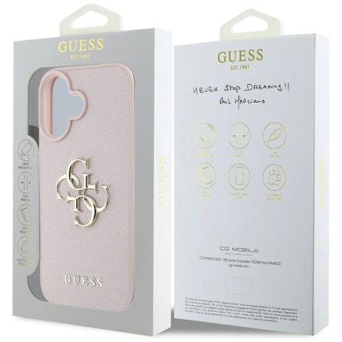 Etui Guess Grained Big 4G Logo Small Classic Logo na iPhone 16 - różowe Etui Guess Grained Big 4G Logo Small Classic Logo na iPhone 16 - różowe