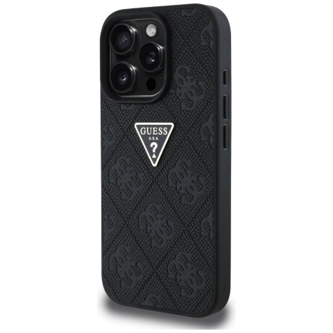 Etui Guess Hot Stamp 4G Pattern Triangle Metal Logo na iPhone 16 Pro Max - czarne