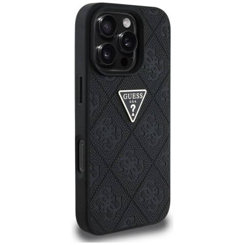 Etui Guess Hot Stamp 4G Pattern Triangle Metal Logo na iPhone 16 Pro Max - czarne