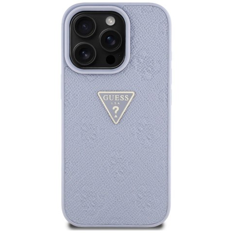 Etui Guess Hot Stamp 4G Pattern Triangle Metal Logo na iPhone 16 Pro Max - fioletowe