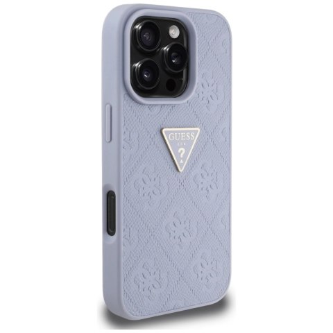 Etui Guess Hot Stamp 4G Pattern Triangle Metal Logo na iPhone 16 Pro Max - fioletowe