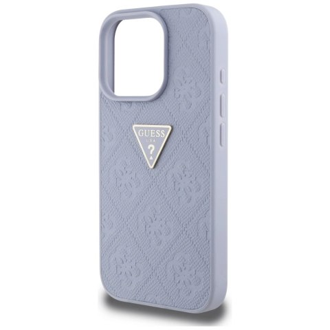 Etui Guess Hot Stamp 4G Pattern Triangle Metal Logo na iPhone 16 Pro Max - fioletowe