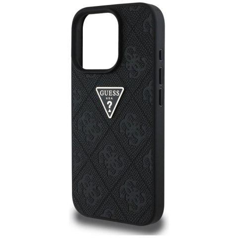 Etui Guess Hot Stamp 4G Pattern Triangle Metal Logo na iPhone 16 Pro - czarne