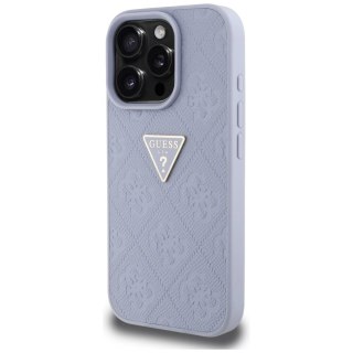Etui Guess Hot Stamp 4G Pattern Triangle Metal Logo na iPhone 16 Pro - fioletowe