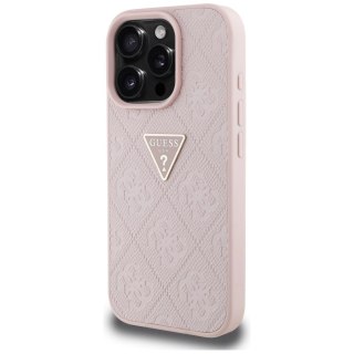 Etui Guess Hot Stamp 4G Pattern Triangle Metal Logo na iPhone 16 Pro - różowe