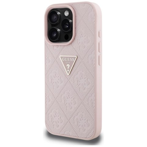 Etui Guess Hot Stamp 4G Pattern Triangle Metal Logo na iPhone 16 Pro - różowe Etui Guess Hot Stamp 4G Pattern Triangle Metal Logo na iPhone 16 Pro - różowe