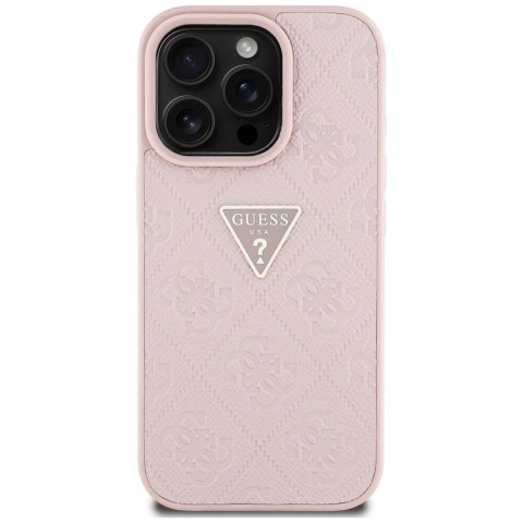 Etui Guess Hot Stamp 4G Pattern Triangle Metal Logo na iPhone 16 Pro - różowe Etui Guess Hot Stamp 4G Pattern Triangle Metal Logo na iPhone 16 Pro - różowe
