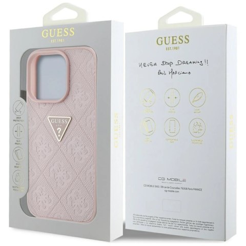 Etui Guess Hot Stamp 4G Pattern Triangle Metal Logo na iPhone 16 Pro - różowe Etui Guess Hot Stamp 4G Pattern Triangle Metal Logo na iPhone 16 Pro - różowe