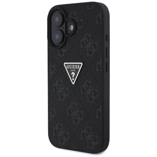 Etui Guess Hot Stamp 4G Pattern Triangle Metal Logo na iPhone 16 - czarne