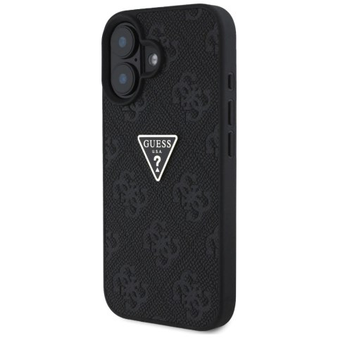 Etui Guess Hot Stamp 4G Pattern Triangle Metal Logo na iPhone 16 - czarne
