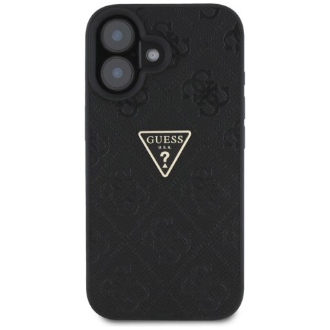 Etui Guess Hot Stamp 4G Pattern Triangle Metal Logo na iPhone 16 - czarne