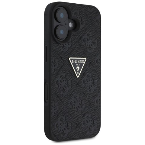Etui Guess Hot Stamp 4G Pattern Triangle Metal Logo na iPhone 16 - czarne