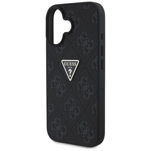 Etui Guess Hot Stamp 4G Pattern Triangle Metal Logo na iPhone 16 - czarne