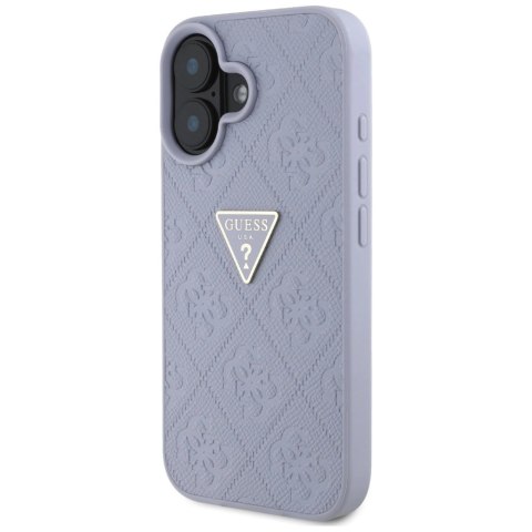 Etui Guess Hot Stamp 4G Pattern Triangle Metal Logo na iPhone 16 - fioletowe