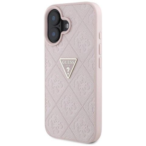 Etui Guess Hot Stamp 4G Pattern Triangle Metal Logo na iPhone 16 - różowe Etui Guess Hot Stamp 4G Pattern Triangle Metal Logo na iPhone 16 - różowe