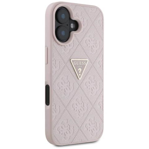 Etui Guess Hot Stamp 4G Pattern Triangle Metal Logo na iPhone 16 - różowe Etui Guess Hot Stamp 4G Pattern Triangle Metal Logo na iPhone 16 - różowe