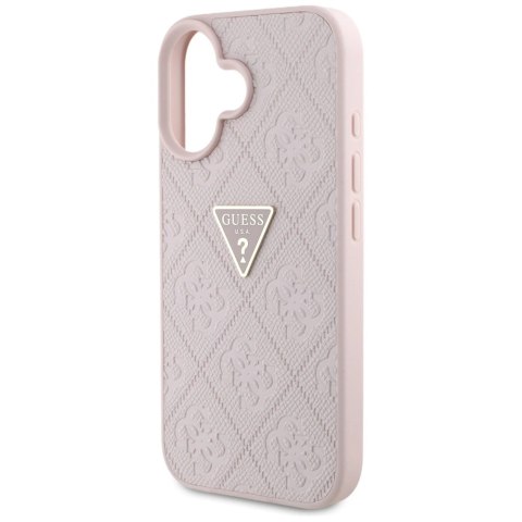 Etui Guess Hot Stamp 4G Pattern Triangle Metal Logo na iPhone 16 - różowe Etui Guess Hot Stamp 4G Pattern Triangle Metal Logo na iPhone 16 - różowe