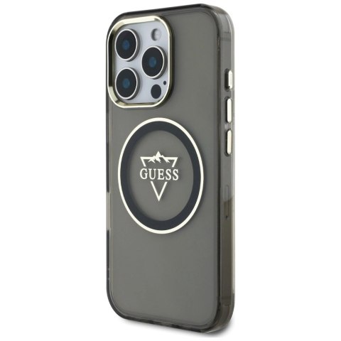 Etui Guess IML Metal Mountain Logo MagSafe na iPhone 16 Pro Max - czarne