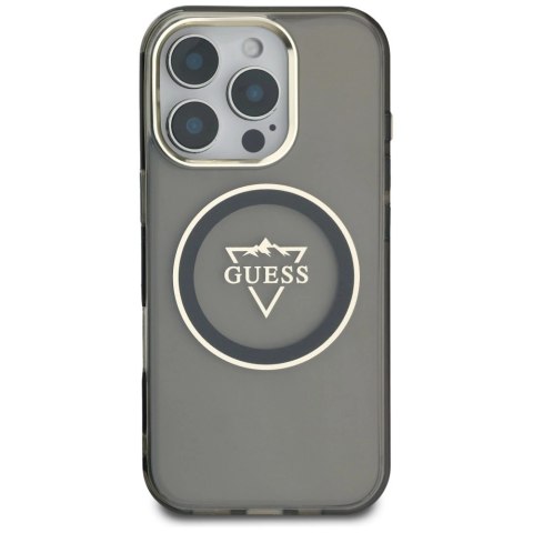 Etui Guess IML Metal Mountain Logo MagSafe na iPhone 16 Pro Max - czarne