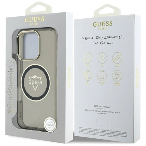Etui Guess IML Metal Mountain Logo MagSafe na iPhone 16 Pro Max - czarne