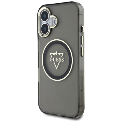 Etui Guess IML Metal Mountain Logo MagSafe na iPhone 16 - czarne