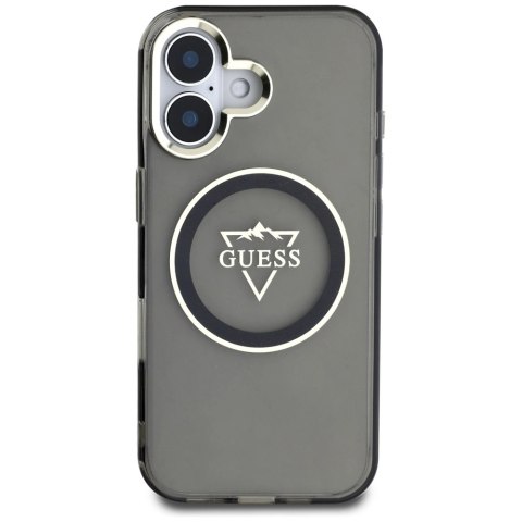 Etui Guess IML Metal Mountain Logo MagSafe na iPhone 16 - czarne