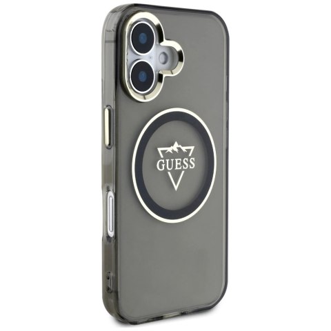 Etui Guess IML Metal Mountain Logo MagSafe na iPhone 16 - czarne