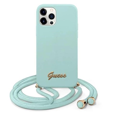 Etui Guess Metal Logo Cord na iPhone 12 Pro Max 6,7" - jasnoniebieskie Etui Guess Metal Logo Cord na iPhone 12 Pro Max 6,7" - jasnoniebieskie