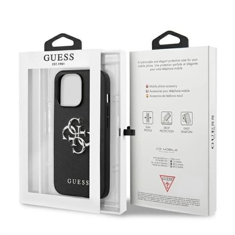 Etui Guess Saffiano 4G Metal Logo na iPhone 13 Pro / 13 6,1" - czarne Etui Guess Saffiano 4G Metal Logo na iPhone 13 Pro / 13 6,1" - czarne