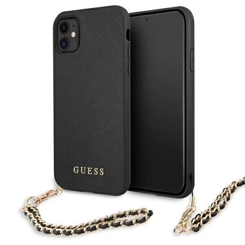 Etui Guess Saffiano Chain na iPhone 11 6,1" / Xr - czarne Etui Guess Saffiano Chain na iPhone 11 6,1" / Xr - czarne