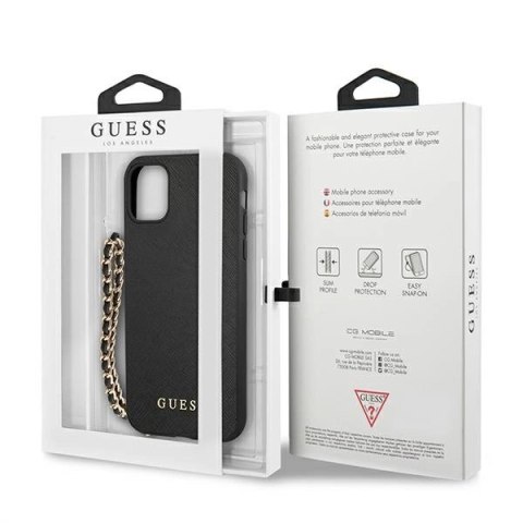 Etui Guess Saffiano Chain na iPhone 11 6,1" / Xr - czarne Etui Guess Saffiano Chain na iPhone 11 6,1" / Xr - czarne